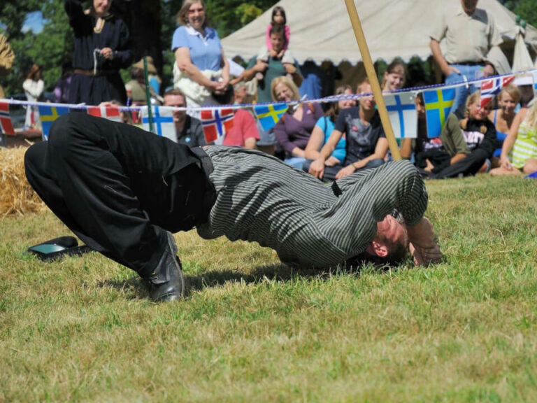 performer demonstrating a game