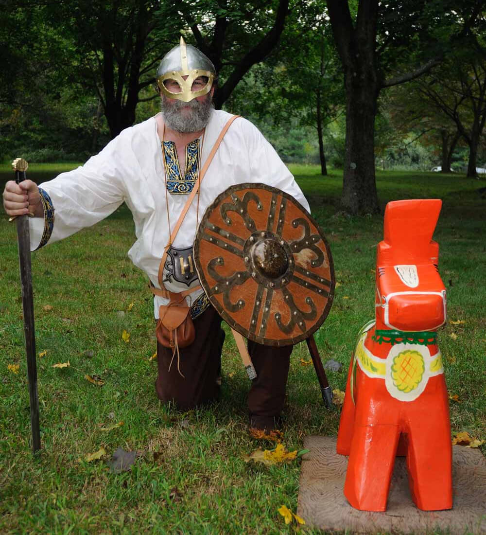 viking next to dala horse